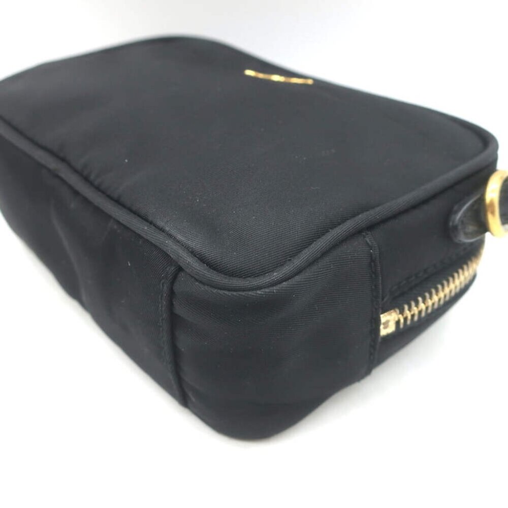 Prada Tessuto Mini Camera Crossbody Bag Black Nylon & Saffiano Leather Clutch - Picture 11 of 15